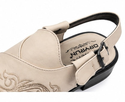 BEAUTIFULLY EMBROIDERED UPPER WITH A REFINED TRADITIONAL TOUCH. IDEAL FOR FESTIVE AND SPECIAL OCCASIONS.