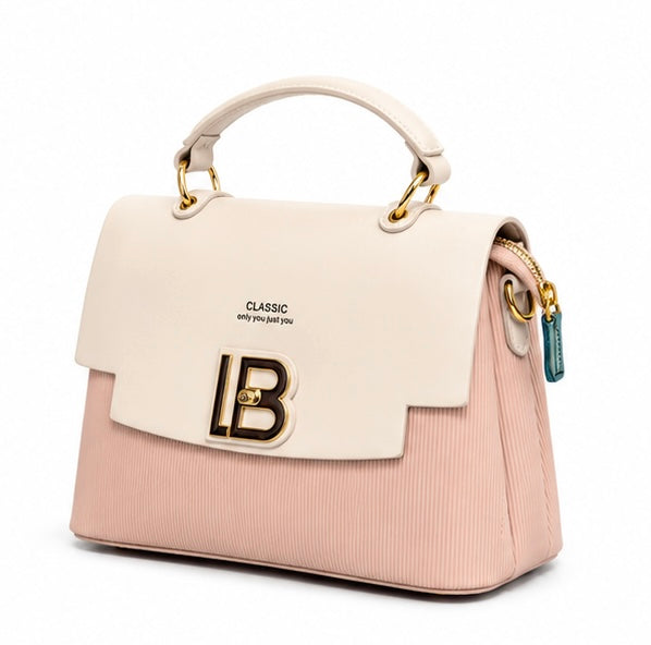 BLUSH PINK & DUSTY PINK STRUCTURED HANDBAG WITH LB LOGO