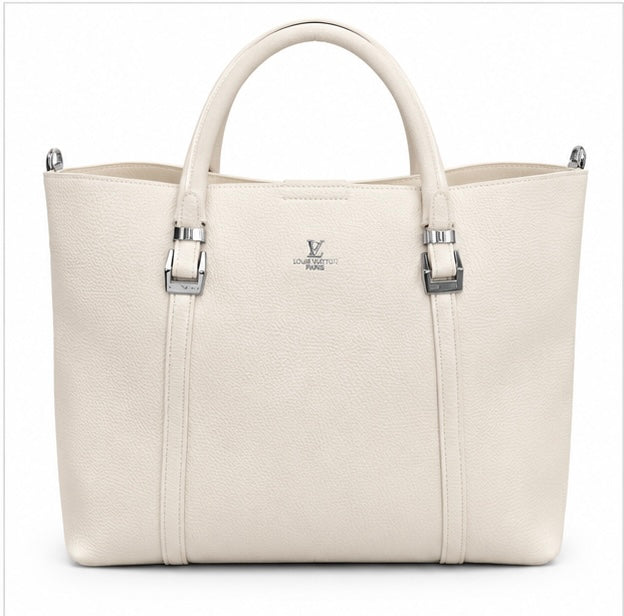 IVORY BUCKET STYLE TOTE BAG