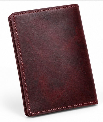 VINTAGE LEATHER PASSPORT HOLDER – BURGUNDY