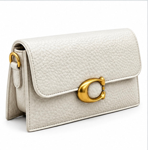 WHITE QUILTED FLAP SHOULDER BAG