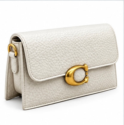 WHITE QUILTED FLAP SHOULDER BAG