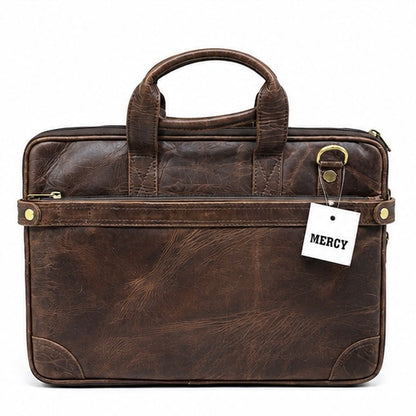 DARK BROWN VINTAGE LEATHER LAPTOP BRIEFCASE