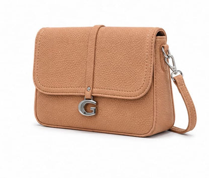 BEIGE MINI CROSSBODY FLAP BAG