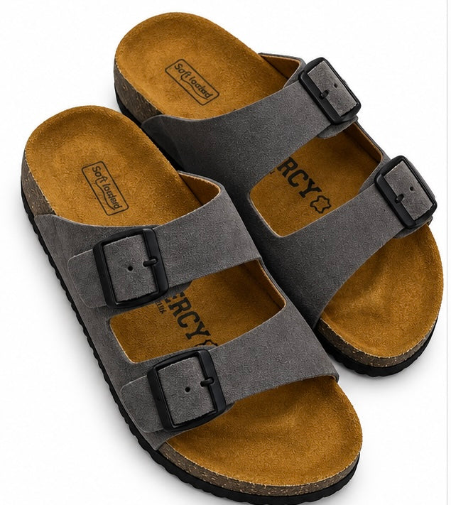 MEN’S DOUBLE-BUCKLE SANDALS – GREY