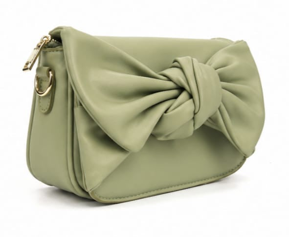 SAGE GREEN BOW CLUTCH SHOULDER BAG