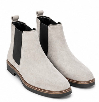 LUXURY BEIGE SUEDE CHELSEA BOOTS WITH COMFORT SOLE
