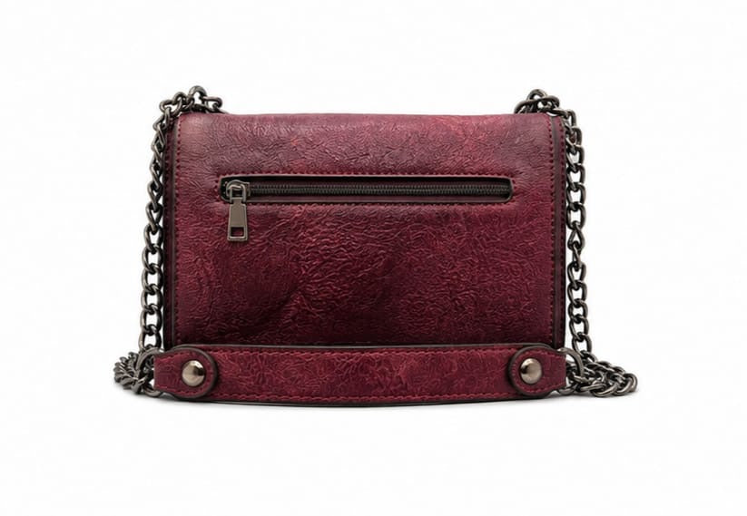 HANDCRAFTED EMBOSSED LEATHER CHAIN SHOULDER BAG