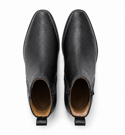 MEN’S PREMIUM BLACK ZIP CHELSEA BOOTS – GENUINE LEATHER FORMAL ANKLE BOOTS