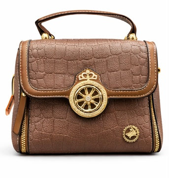 BROWN CROC TEXTURE LUXURY HANDBAG FOR WOMEN