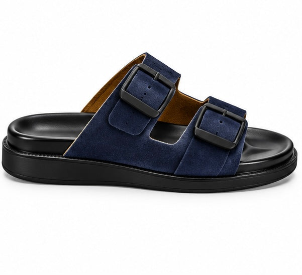 MEN’S DOUBLE-BUCKLE SLIDES – NAVY
