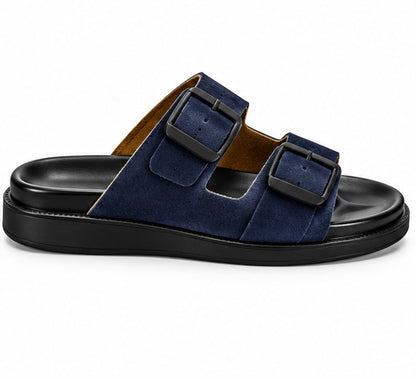 MEN’S DOUBLE-BUCKLE SLIDES – NAVY