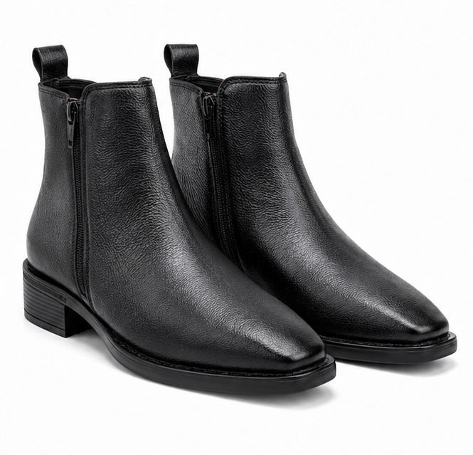 MEN’S PREMIUM BLACK ZIP CHELSEA BOOTS – GENUINE LEATHER FORMAL ANKLE BOOTS