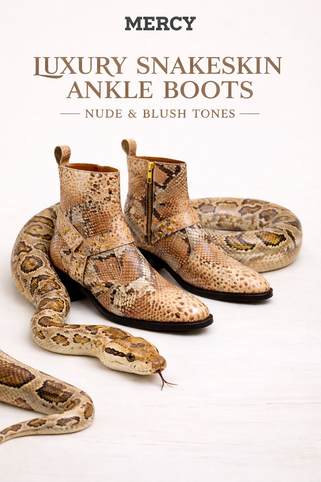 LUXURY SNAKESKIN ANKLE BOOTS – NUDE & BLUSH TONES