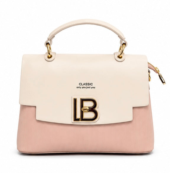 BLUSH PINK & DUSTY PINK STRUCTURED HANDBAG WITH LB LOGO