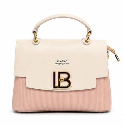 BLUSH PINK & DUSTY PINK STRUCTURED HANDBAG WITH LB LOGO