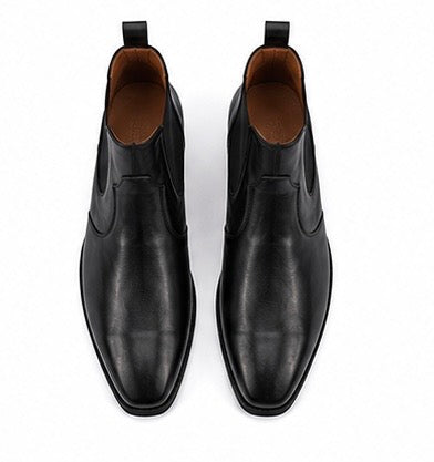 Black Premium Leather Zipper Ankle Boots For Men