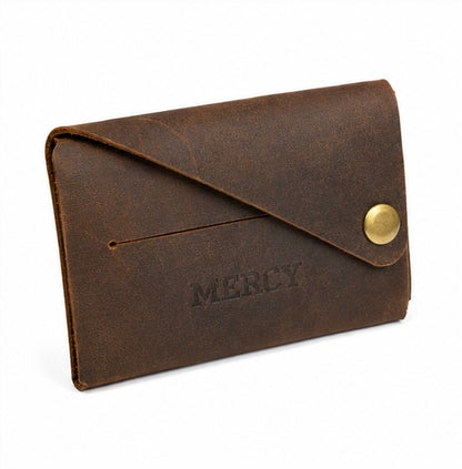 MERCY VINTAGE BROWN GENUINE LEATHER SLIM CARD HOLDER WALLET
