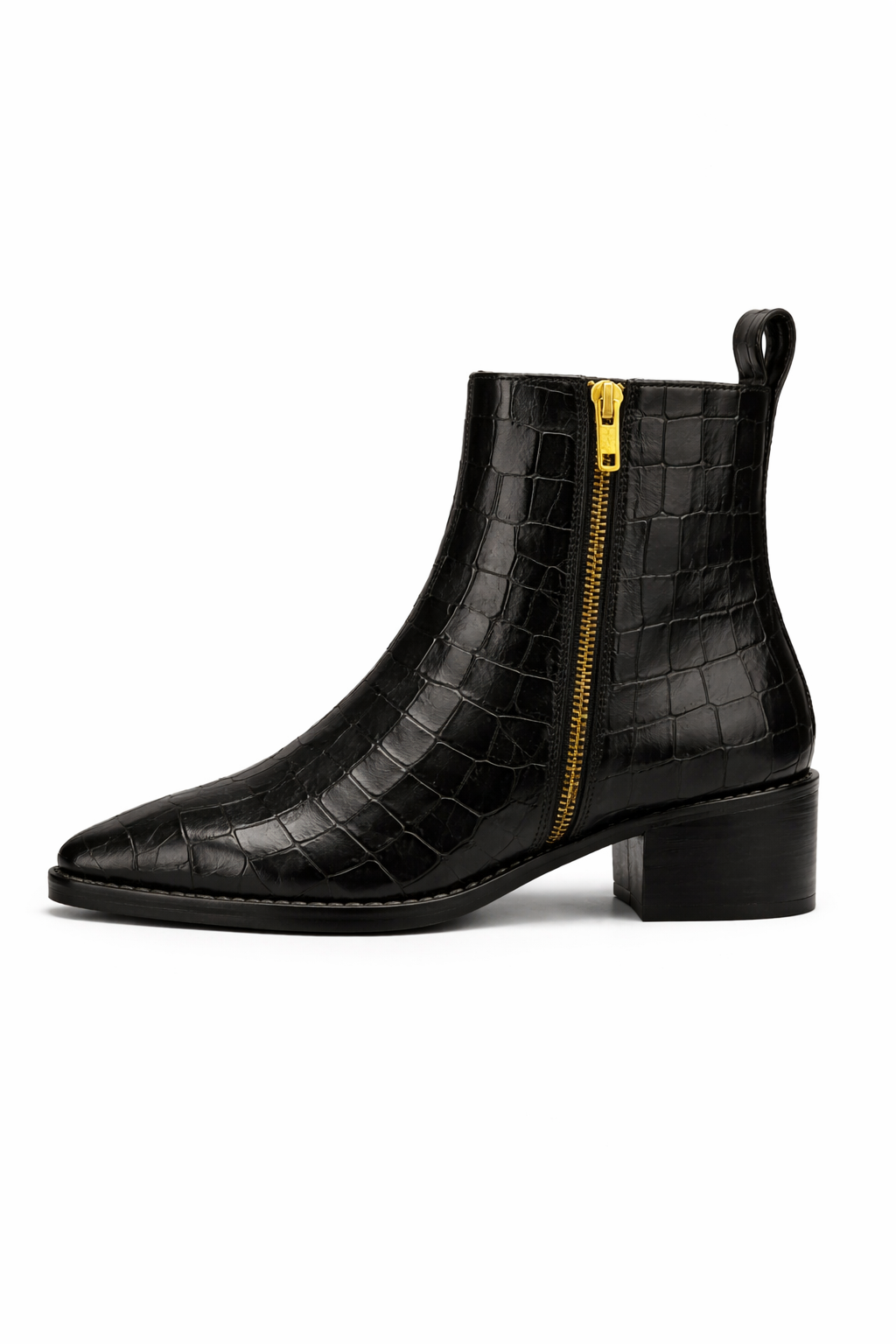 MEN’S BLACK CROCODILE TEXTURE CHELSEA BOOTS – PREMIUM LEATHER
