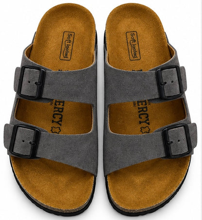 MEN’S DOUBLE-BUCKLE SANDALS – GREY