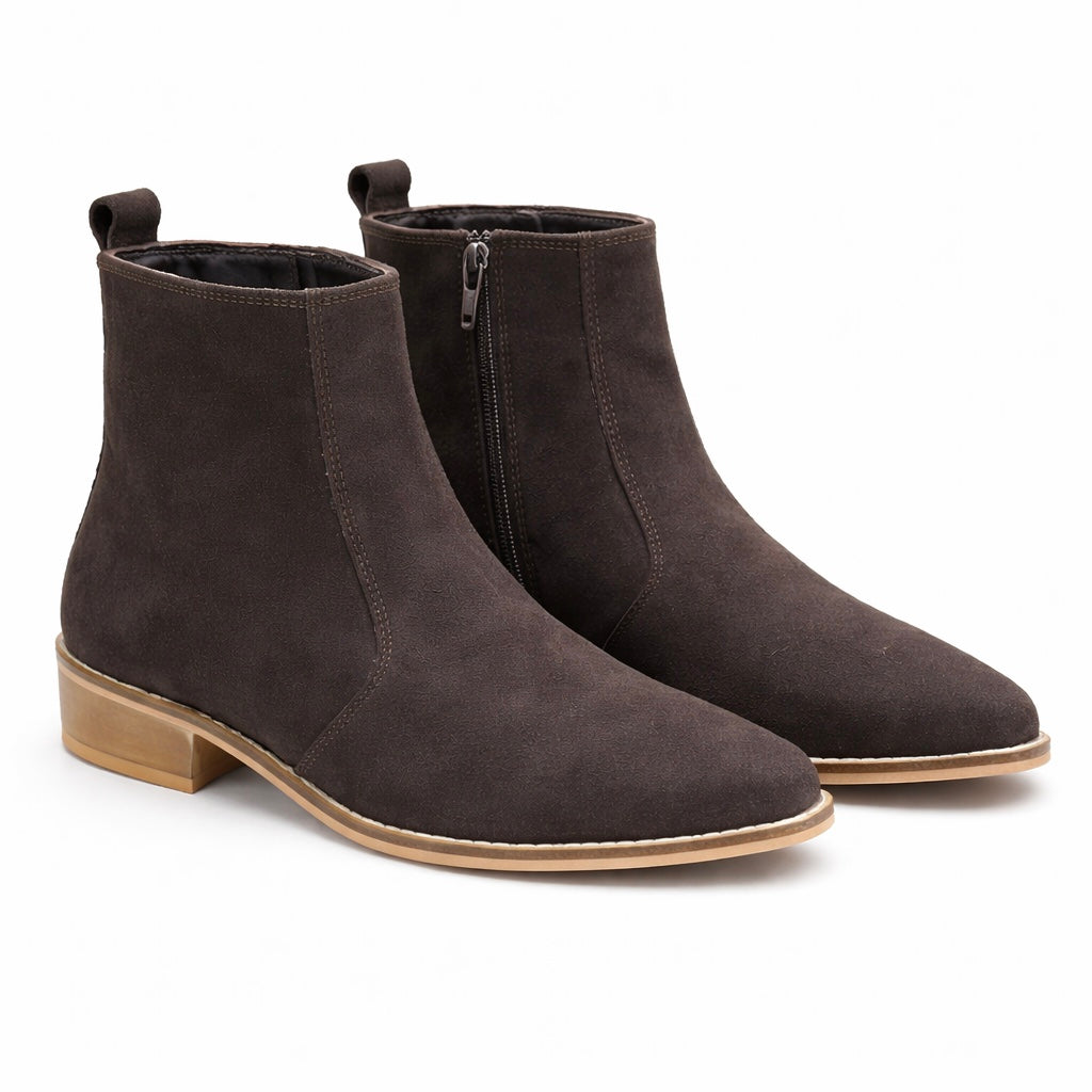 DARK BROWN SUEDE CHELSEA ANKLE BOOTS FOR MEN