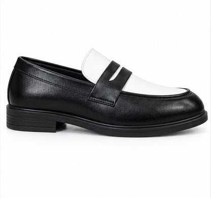 BLACK & WHITE TWO-TONE PENNY LOAFERS FOR MEN