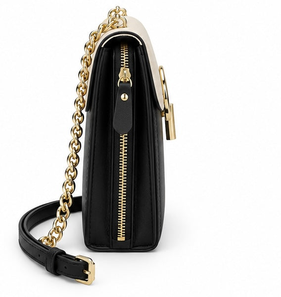 BLACK & CREAM CHAIN STRAP MINI BAG