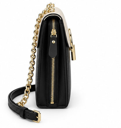 BLACK & CREAM CHAIN STRAP MINI BAG