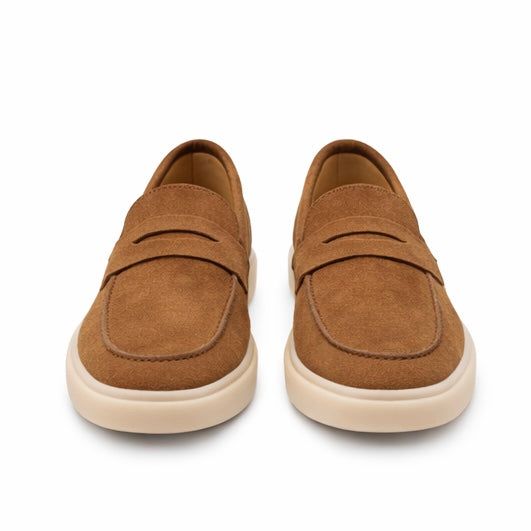 MEN PREMIUM SUEDE PENNY LOAFERS – BROWN