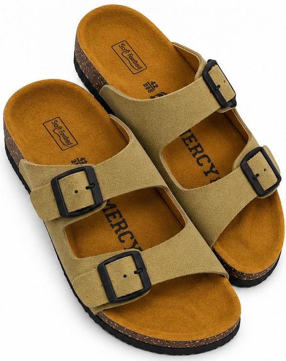 MEN’S DOUBLE-BUCKLE SANDALS – BEIGE