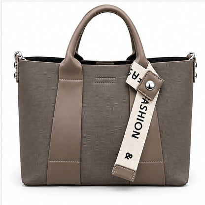 TAUPE MULTI-COMPARTMENT TOTE BAG