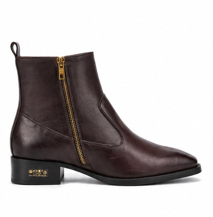 Dark Brown Premium Leather Zipper Ankle Boots For Men