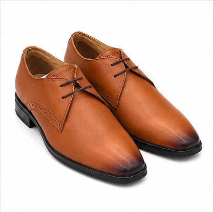 LIGHT TAN LEATHER DERBY SHOES FOR MEN – ELEGANT FORMAL LACE-UP OXFORD STYLE SHOES