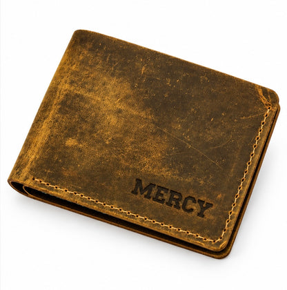 VINTAGE DISTRESSED LEATHER BIFOLD WALLET