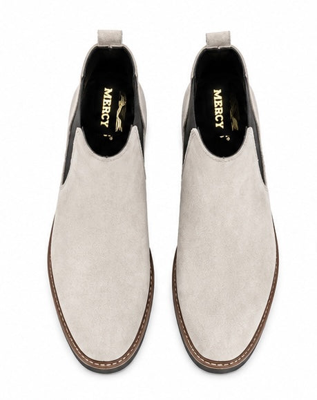 LUXURY BEIGE SUEDE CHELSEA BOOTS WITH COMFORT SOLE
