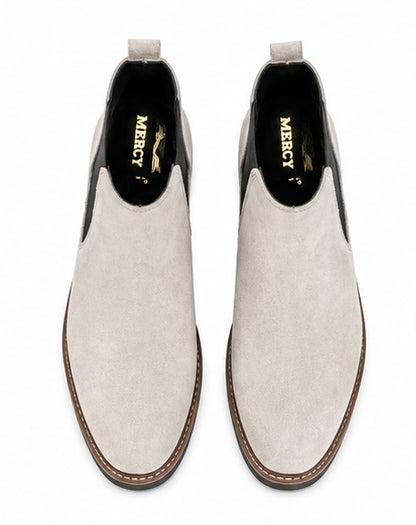 LUXURY BEIGE SUEDE CHELSEA BOOTS WITH COMFORT SOLE
