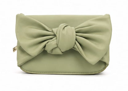SAGE GREEN BOW CLUTCH SHOULDER BAG