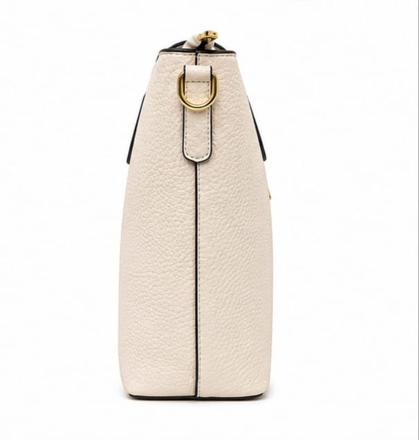 ELEGANT CREAM PEBBLED LEATHER TOTE BAG