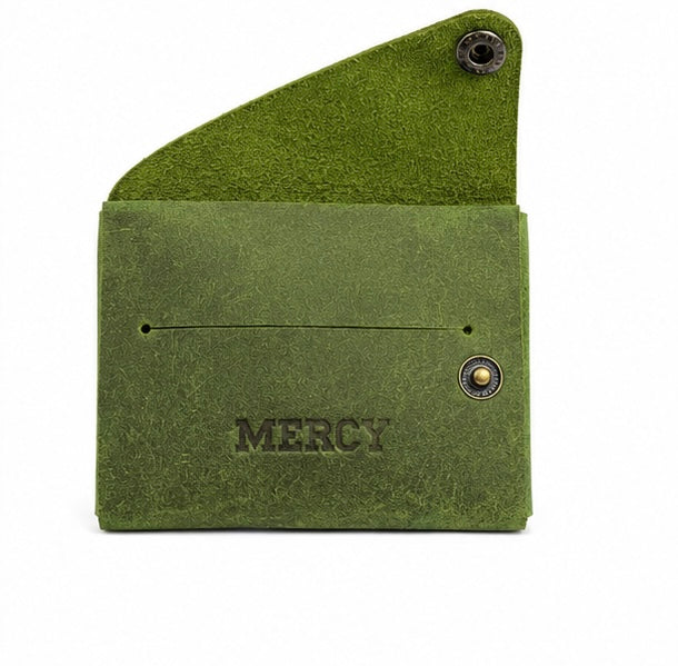 MERCY VINTAGE GREEN GENUINE LEATHER SLIM CARD HOLDER WALLET