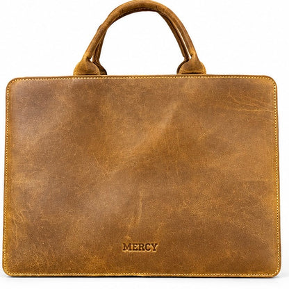 VINTAGE LEATHER LAPTOP BAG – TAN