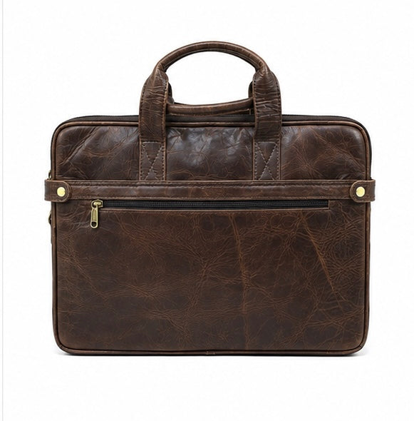 DARK BROWN VINTAGE LEATHER LAPTOP BRIEFCASE