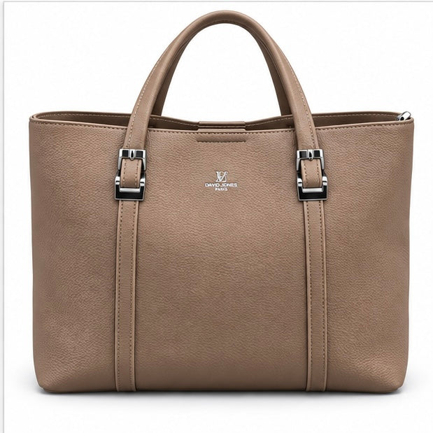 BROWN STRUCTURED TOTE HANDBAG