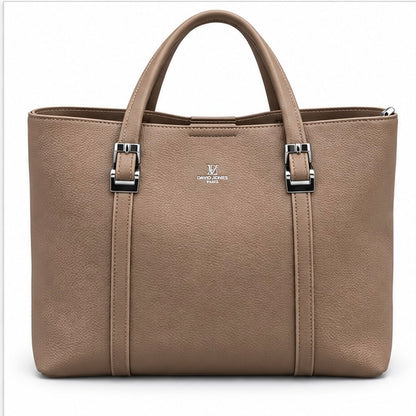 BROWN STRUCTURED TOTE HANDBAG