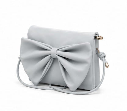 SAGE LIGHT BLUE BOW CLUTCH SHOULDER BAG