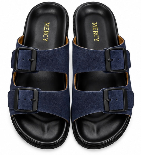 MEN’S DOUBLE-BUCKLE SLIDES – NAVY