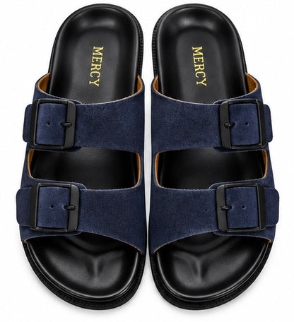 MEN’S DOUBLE-BUCKLE SLIDES – NAVY
