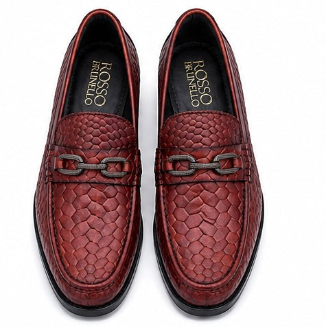 BURGUNDY TEXTURED METAL BIT LOAFERS