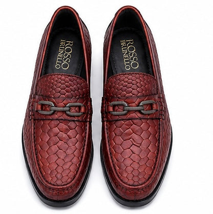 BURGUNDY TEXTURED METAL BIT LOAFERS