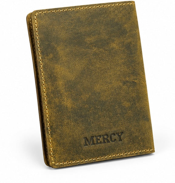 VINTAGE LEATHER PASSPORT HOLDER – OLIVE