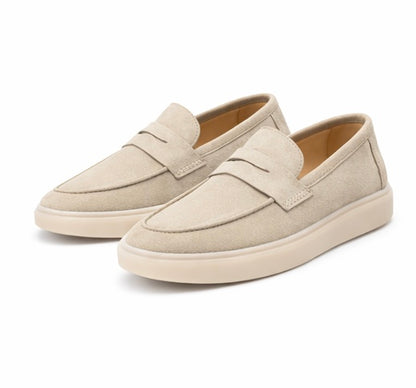MEN PREMIUM SUEDE PENNY LOAFERS – BEIGE